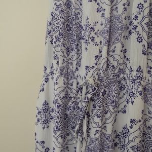 White and Blue Patterned Romper